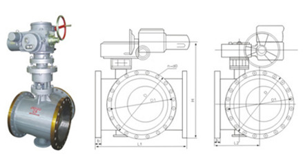 電動三通蝶閥外形尺寸圖