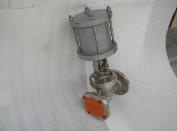 氣動調節截止閥照片 帶纖維開關氣動調節閥實拍圖