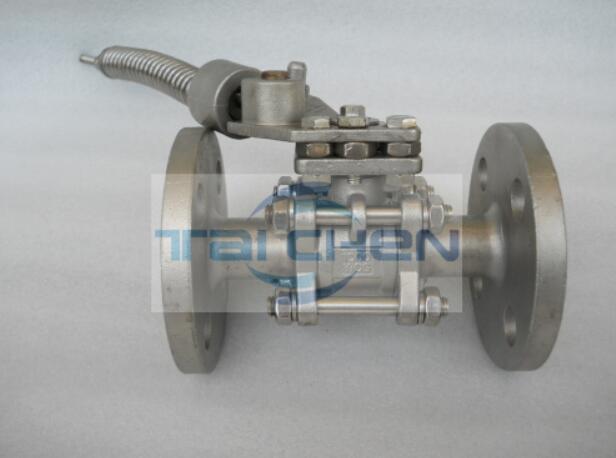 法蘭彈簧自動復位球閥圖片 三片式彈簧回位球閥結構圖