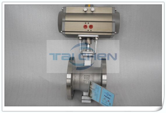 氣動V型球閥實物圖片,VQ640F氣動V型調節球閥圖紙,上海臺臣閥門廠