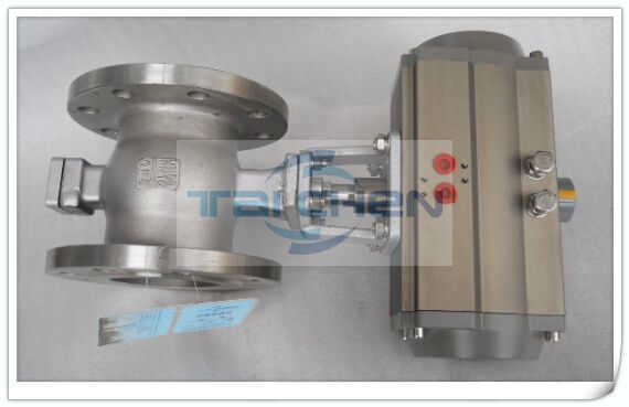 氣動法蘭V型球閥圖片,不銹鋼氣動V型球閥結構圖