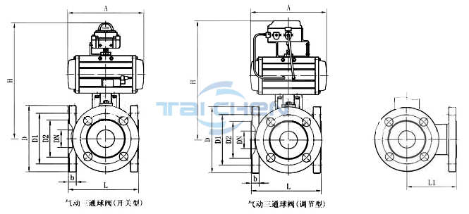 Q645F氣動T型三通球閥